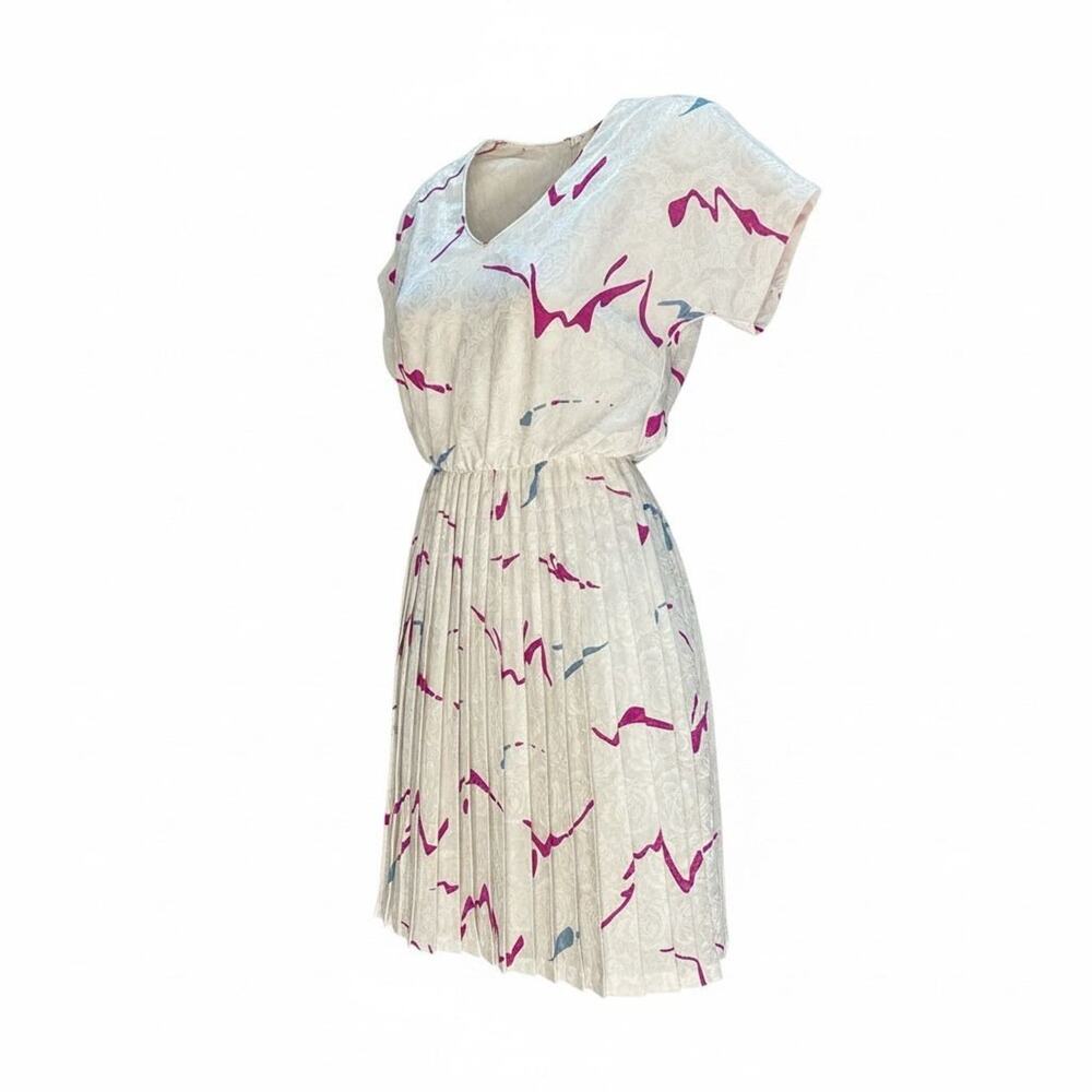 Vtg 1980s DIANE VON FURSTENBERG ROSES/ Modernist Print MIDI DRESS SZ M/L